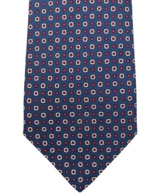 Kiton Blue Geometric-Pattern Tie for men