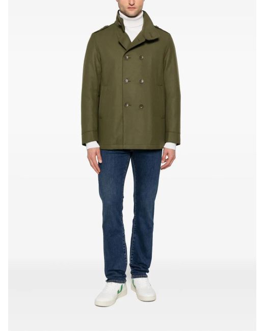 Herno Green Button-Down Coat for men