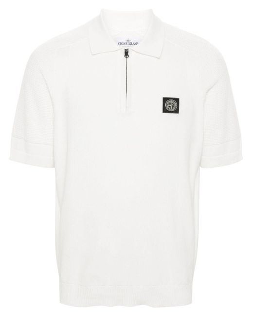 Stone Island Gebreid Poloshirt Met Compass-logopatroon in het White voor heren