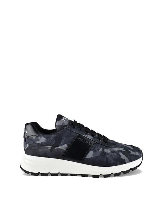 Prada Blue Baskets Prax À Motif Camouflage Et Logo for men