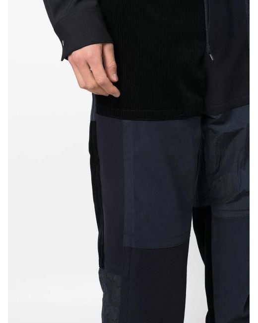 Emporio Armani Blue Panelled Straight-Leg Trousers for men