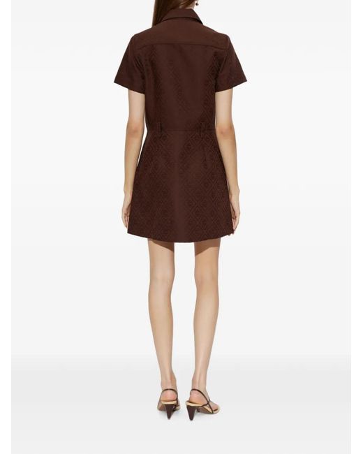 Casablanca Brown Monogram-Jacquard Mini Dress