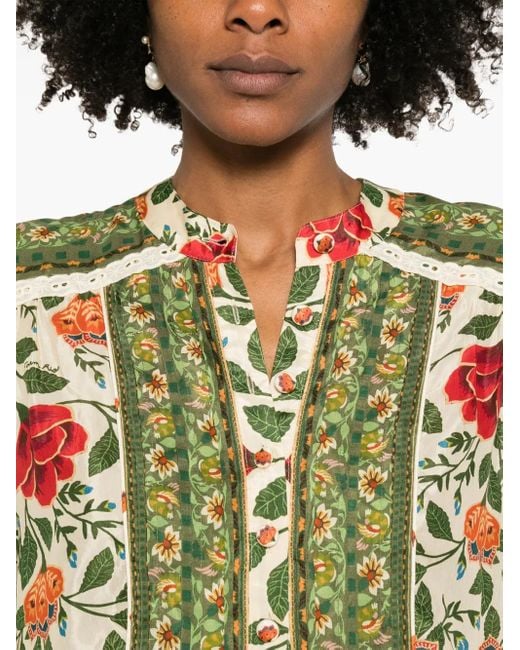 Farm Rio Garden Tapestry Blouse in het Green