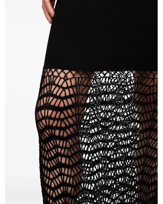 Ganni Black Macramé-Detailing Maxi Skirt