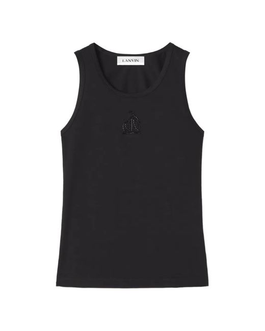 Lanvin Black Mother And Daughter Bead-Embellished Tank Top