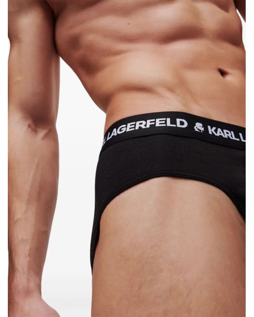 Karl Lagerfeld Black Logo-Waistband Briefs (Pack Of Three) for men