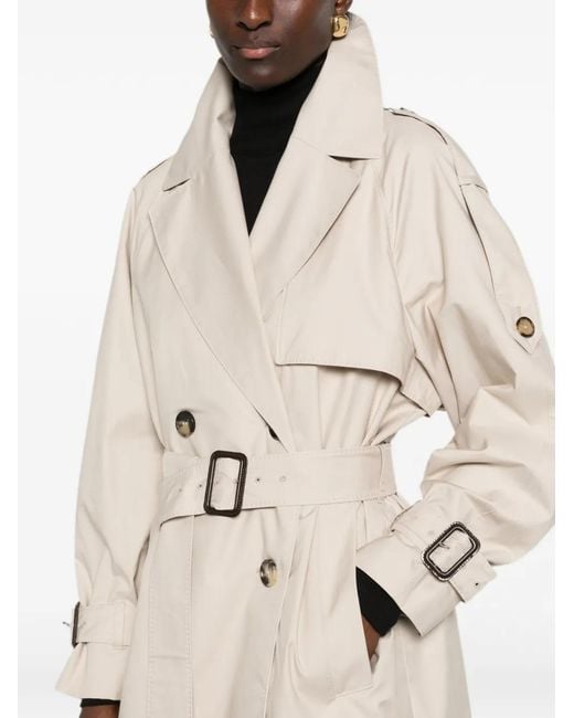 Max Mara White Coro Double-Breasted Belted Trench Coat