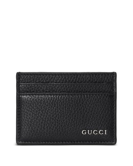 Gucci Black Logo-Plaque Grained-Leather Card Case for men