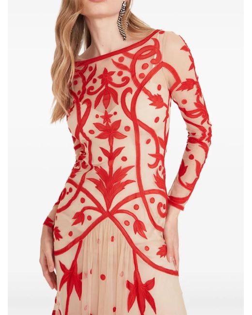 Temperley London Francine Embroidered Long-Sleeve Gown