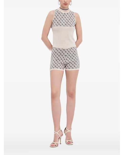 Guess White Patterned High-Neck Tank Top