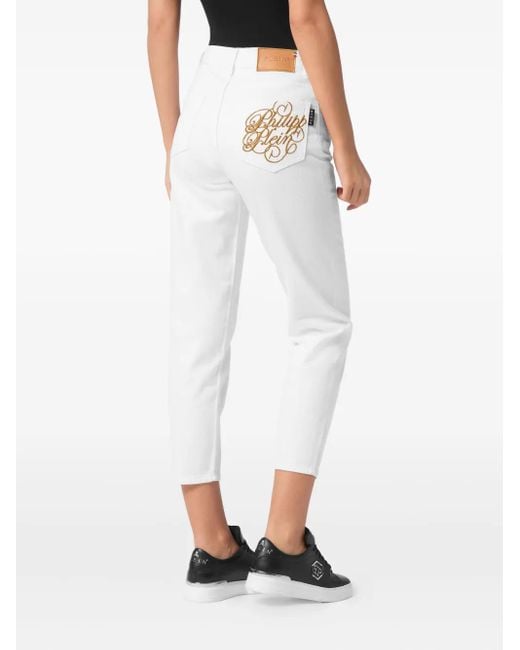 Philipp Plein White Mom Fit Jeans