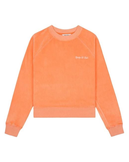 Sporty & Rich Orange Sweat Italic Logo En Coton