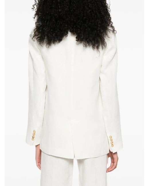 Forte_forte White Notched-Lapel Single-Button Jacket