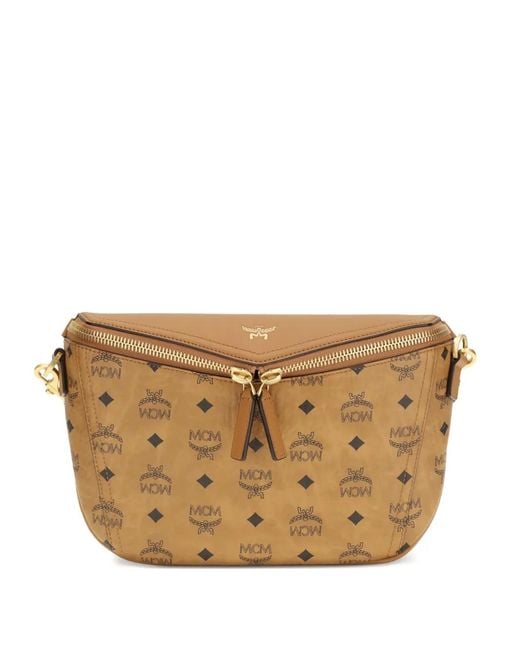 MCM Brown Small Diamant 3D Logo-Patterned Messenger Bag for men
