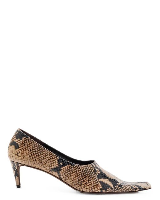 Khaite Brown Marlene Snake-Effect Square-Toe Pumps