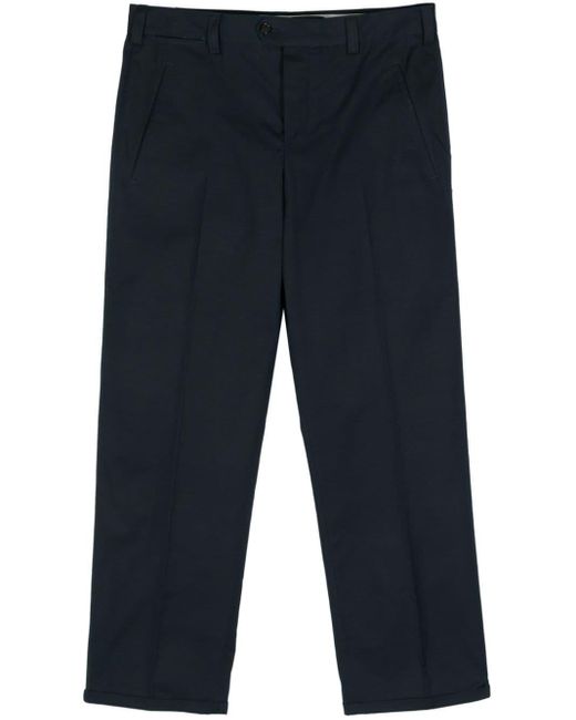 PT Torino Blue Pressed-crease Tapered Trousers for men