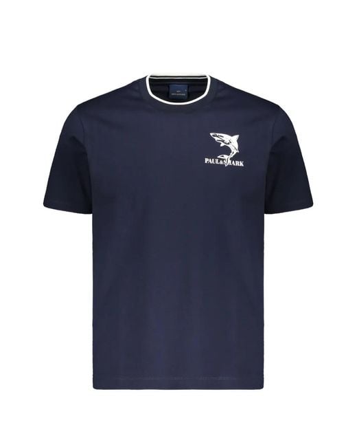 Paul & Shark Blue T-Shirt With Chest Print for men