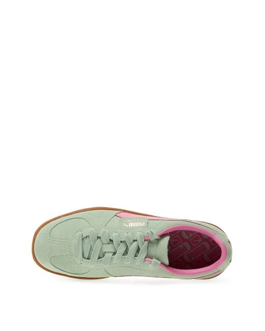 PUMA Green Palermo Suede Lace-Up Sneakers for men