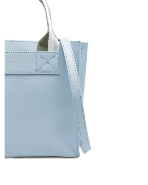 Furla Blue Small Divide It Round-Charm Tote Bag