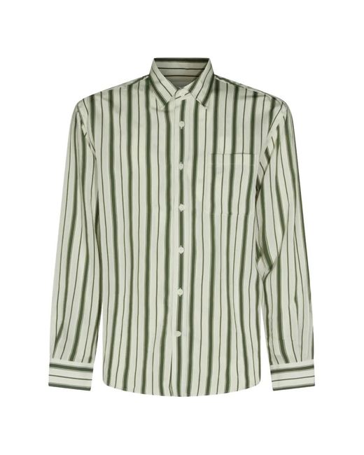 NN07 Green Deon Vertical-Stripe Shirt for men