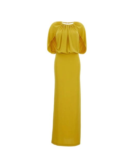 Des Phemmes Yellow Draped Maxi Dress
