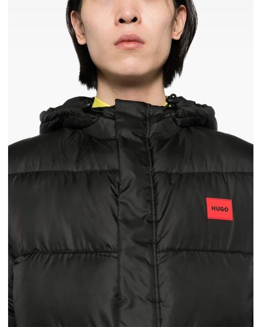 HUGO Black Water-Repellent Puffer Jacket for men