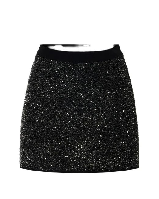 Elisabetta Franchi Black Knit Skirt With Sequins