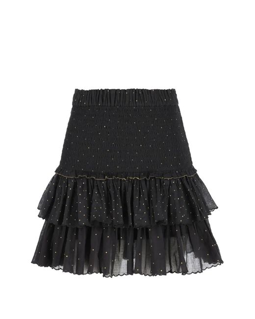 Isabel Marant Black Jupe Mi-Longue À Volants Superposés