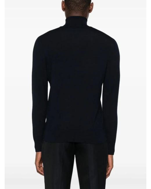 Gran Sasso Black Roll-Neck Sweater for men