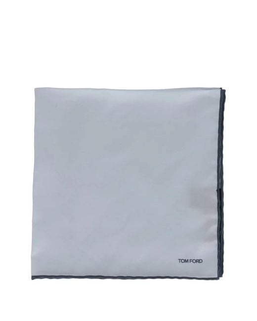 Tom Ford Gray Logo-Print Silk Pocket Square for men