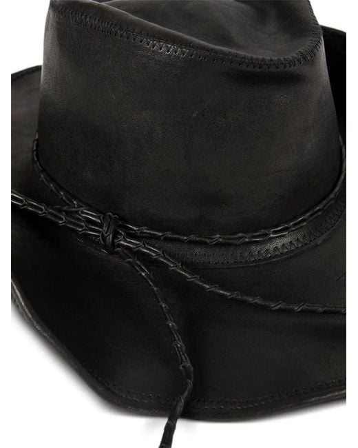 Ann Demeulemeester Black Chapeau D'Inspiration Western En Cuir Grainé for men