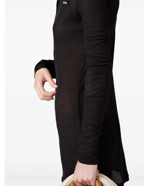 Miu Miu Black Ribbed-Knit Mini Dress