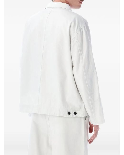 Still By Hand White Patch-Pocket Button-Up Jacket for men