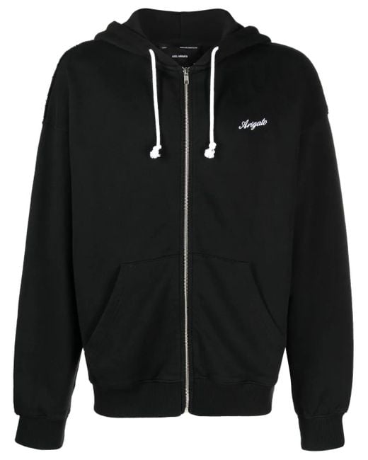 Axel Arigato Black Embroidered-Logo Zip-Fastening Hoodie for men