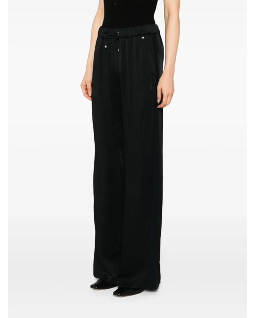 Herno Women's Black Satin Drawstring Pants wide-leg pants
