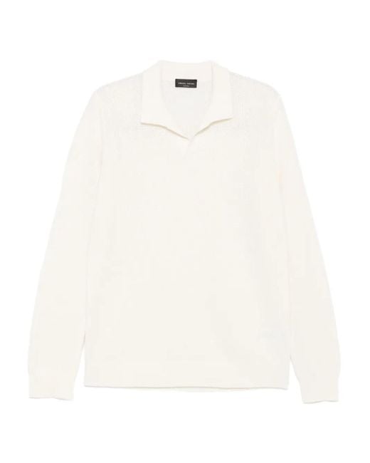 Roberto Collina White Wool Blend Polo Shirt for men
