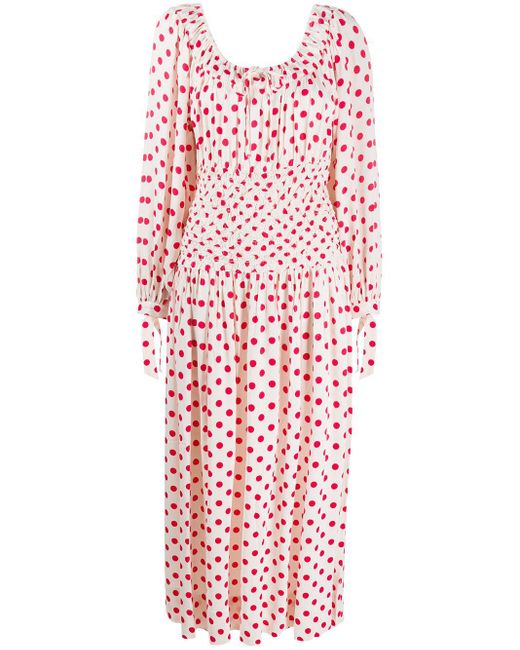 Saks Potts Pink Polka Dot Print Maxi Dress