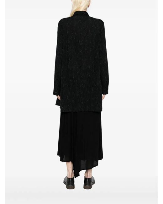CHIAHUNG SU Black Asymmetric Striped Shirt