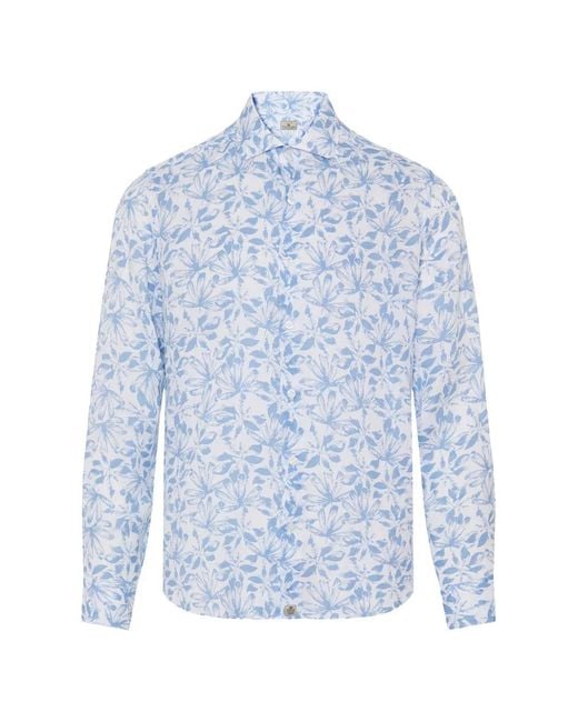 Sonrisa Blue Leaf-Print Long-Sleeve Shirt for men