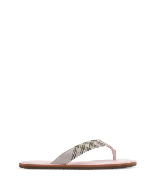 Burberry White Sandales Pavilion Check