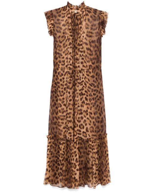 Zimmermann Crush Flutter Midi-Jurk in het Brown