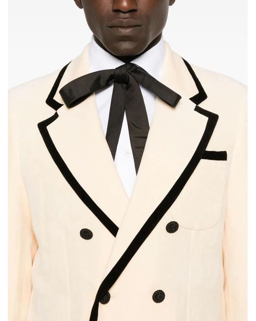 Valentino Garavani Natural Double-Breasted Embroidered Blazer for men