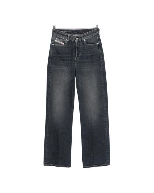 DIESEL Gray Faded-Effect Straight-Leg Jeans