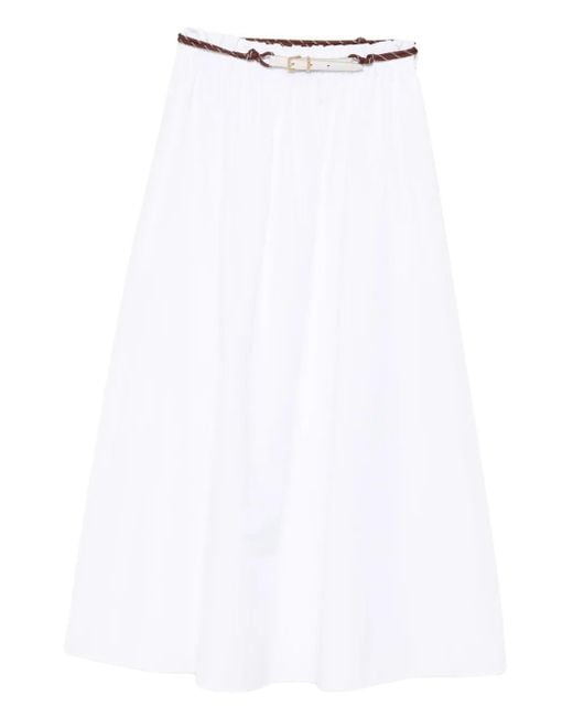 Falda midi con cintura elástica Miu Miu de color White