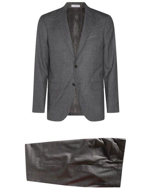 Boglioli Gray Virgin-Wool Single-Breasted Suit Jacket for men