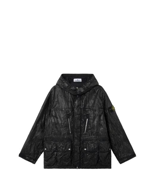 Stone Island Blue Q100027 Slick Nylon Tela-Tc Jacket for men