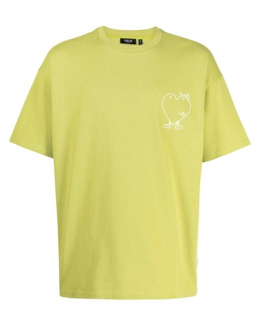 FIVE CM Yellow Heart-print Cotton T-shirt for men