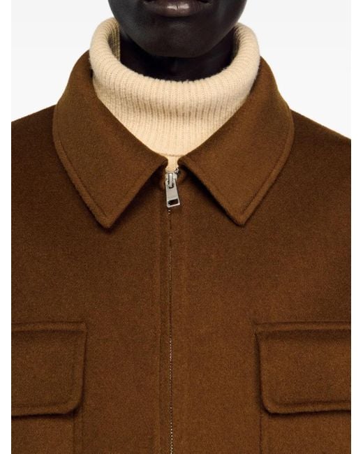 Giacca Con Tasca Applicata E Logo di Sandro in Brown da Uomo