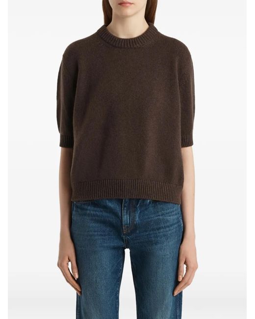 Khaite Brown Davin Short-Sleeve Top