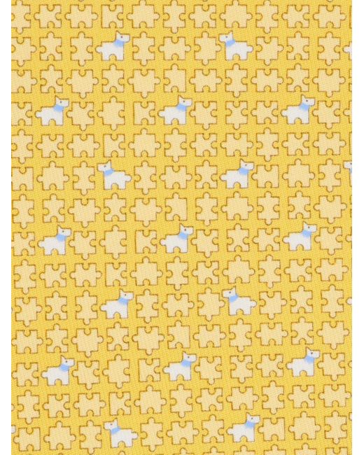 Ferragamo Yellow Puzzle-print Silk Tie for men